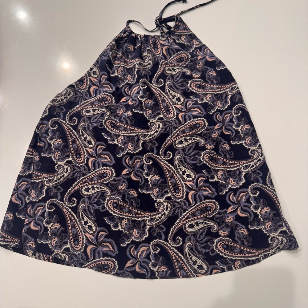 Splendid Blue cream and  pink silk halter top